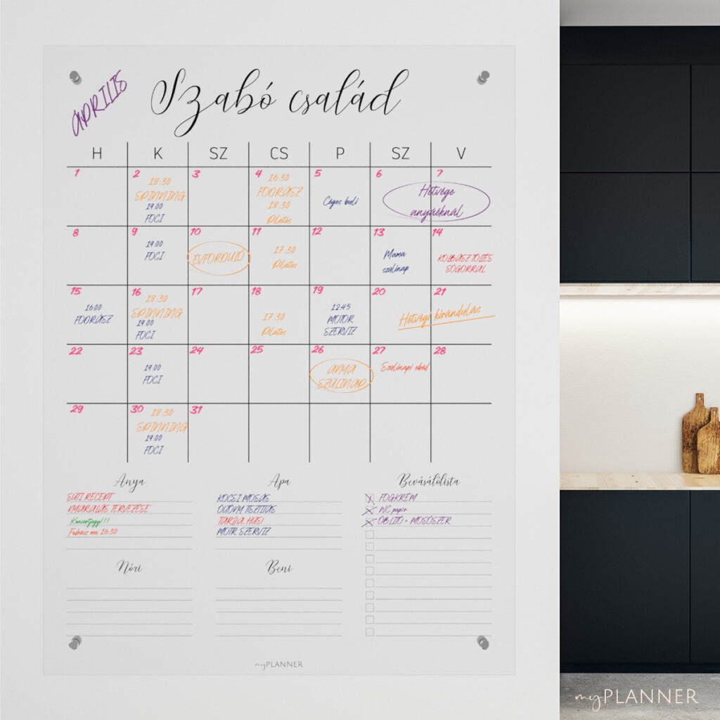 elegáns családi naptár